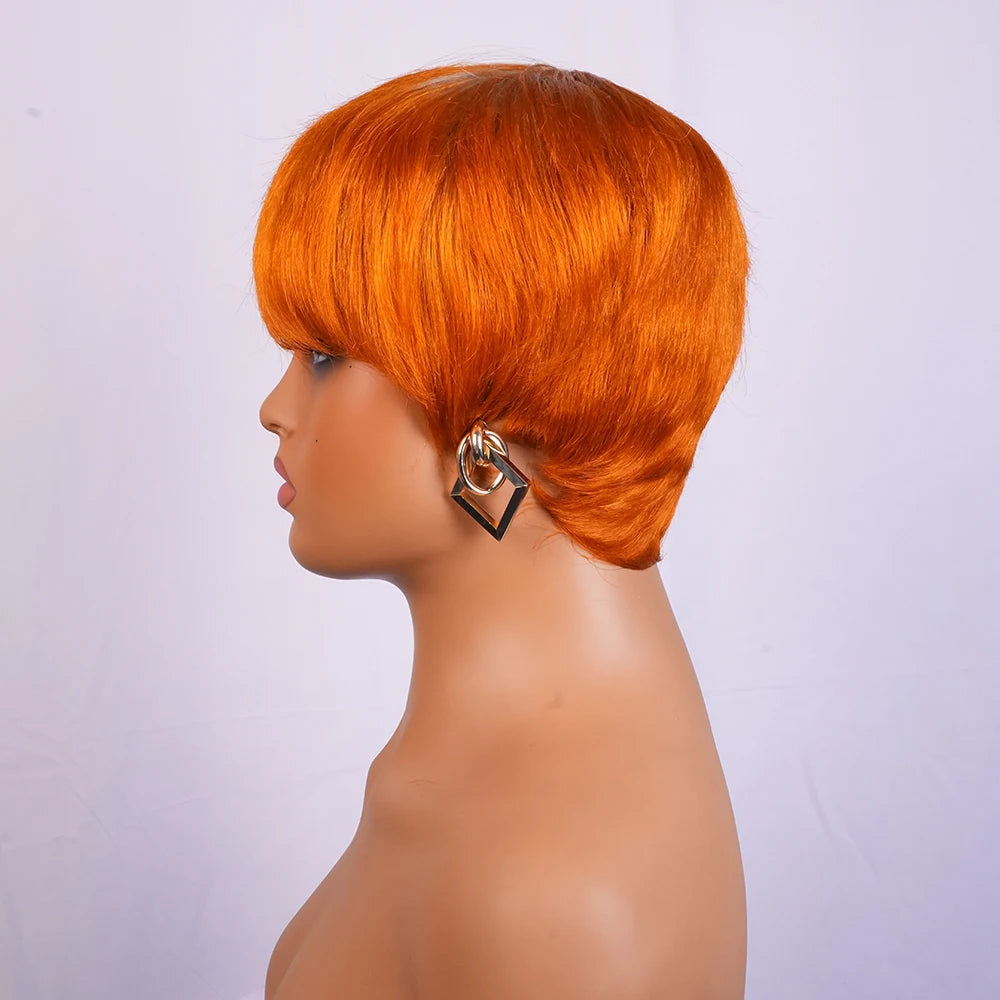 Realistic Short Straight Pixie Cut Human Hair Wig For Women