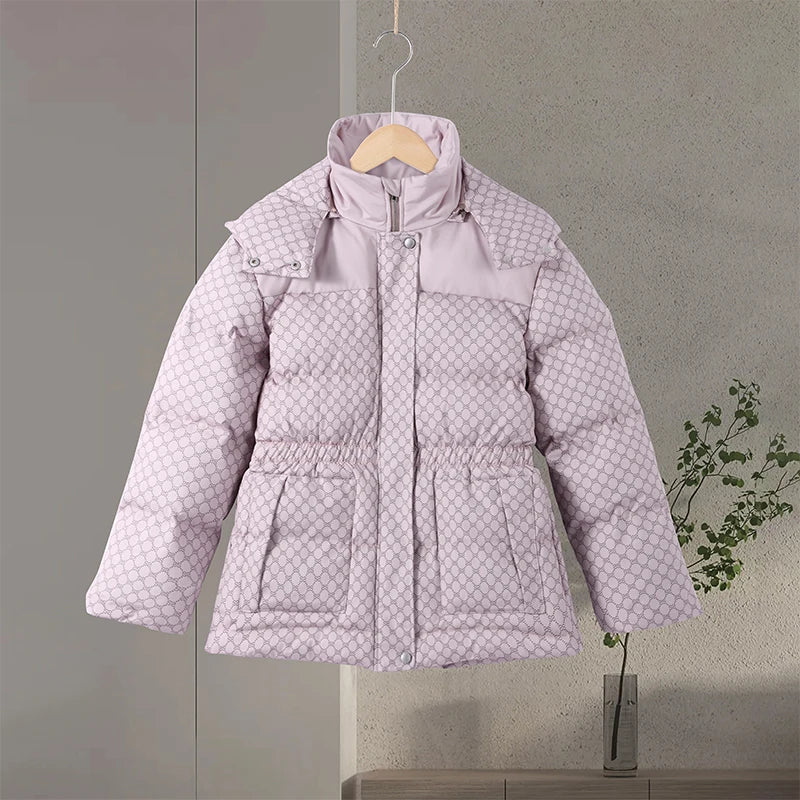 Casual Printed Hooded Cotton Coat With Zipper For Women