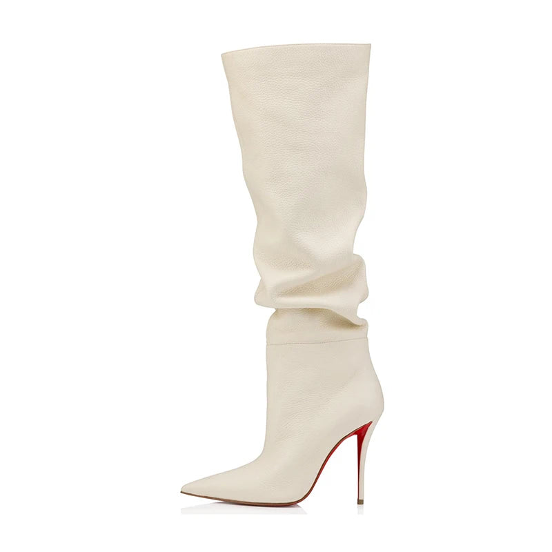 Pointed Toe Slim High Heel Knee High Boots for Women