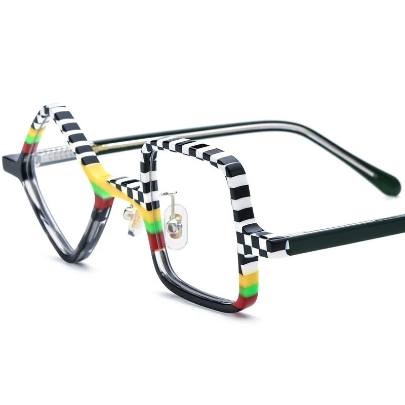 Frosted Patchwork Square Acetate Eyeglass Frames for Women