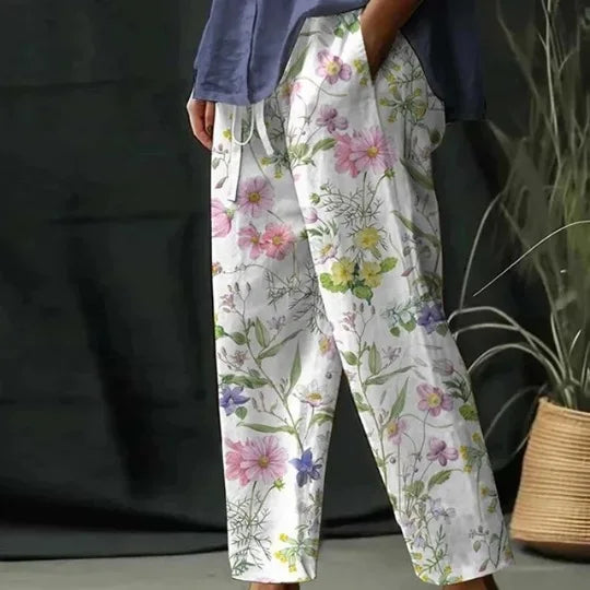 Elegant Printed Loose Ankle-Length Casual Pants for Women