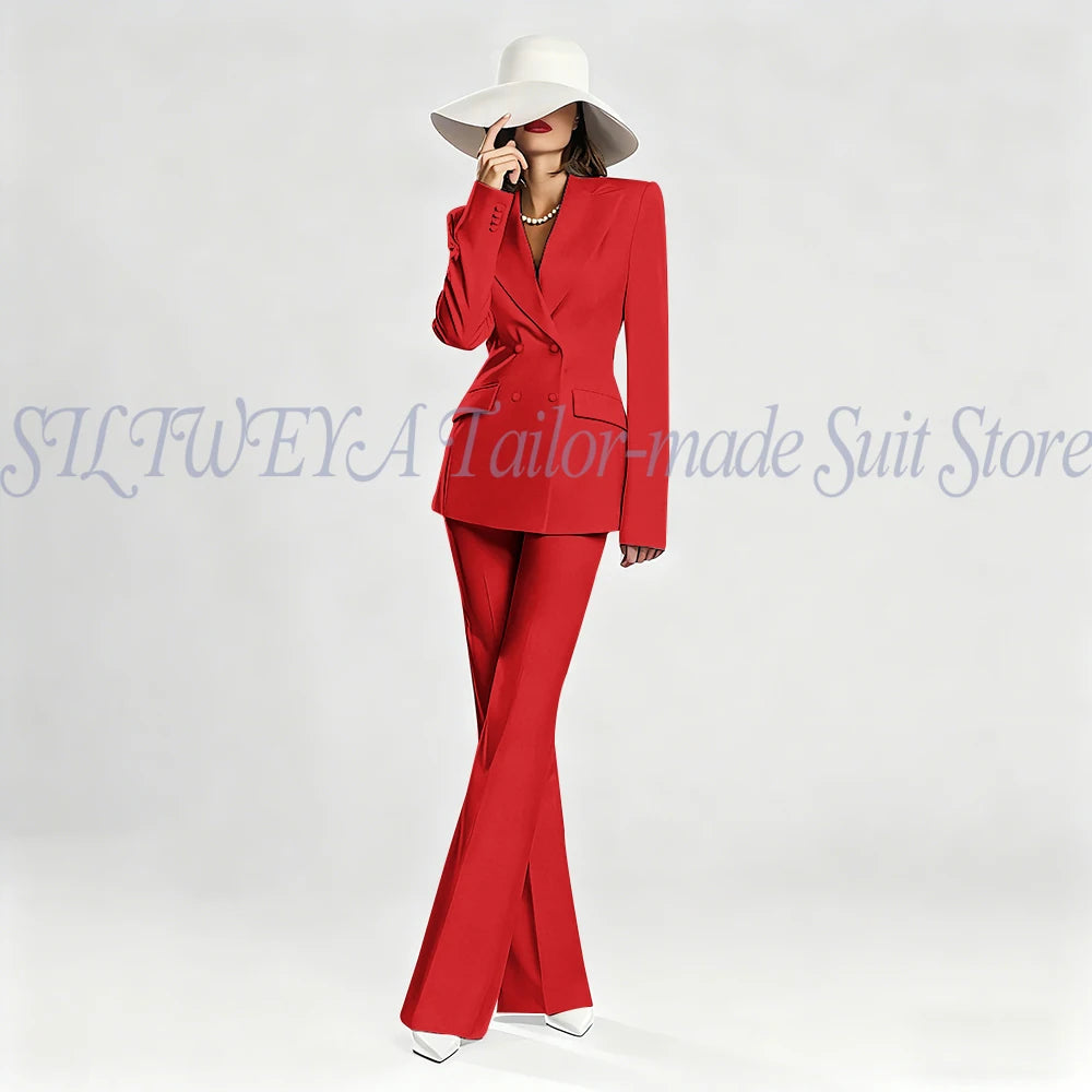 Slim Fit Double Breasted Blazer Suit Set for Women