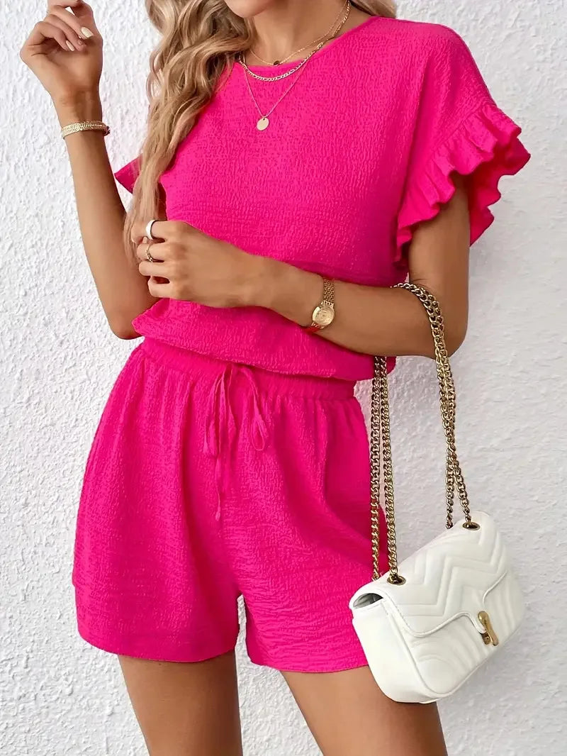 Casual Vacation Wear Two Piece Shorts Set for Women