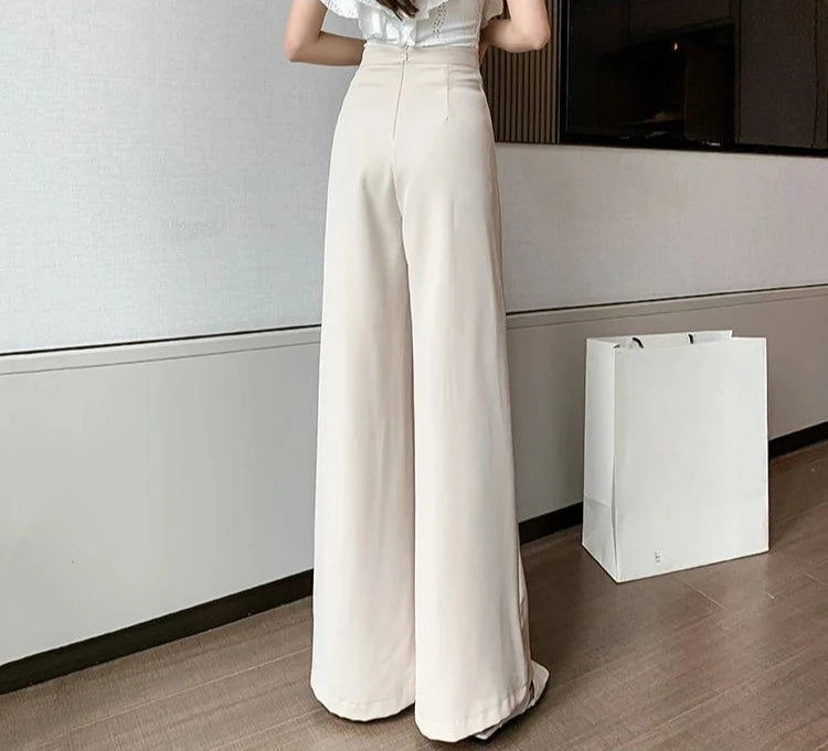 High Waist Female Trousers Elastic Classic Xxl Vintage Korean Fashion Chic and Elegant Aesthetic G 90s Women's Pants Wide Leg