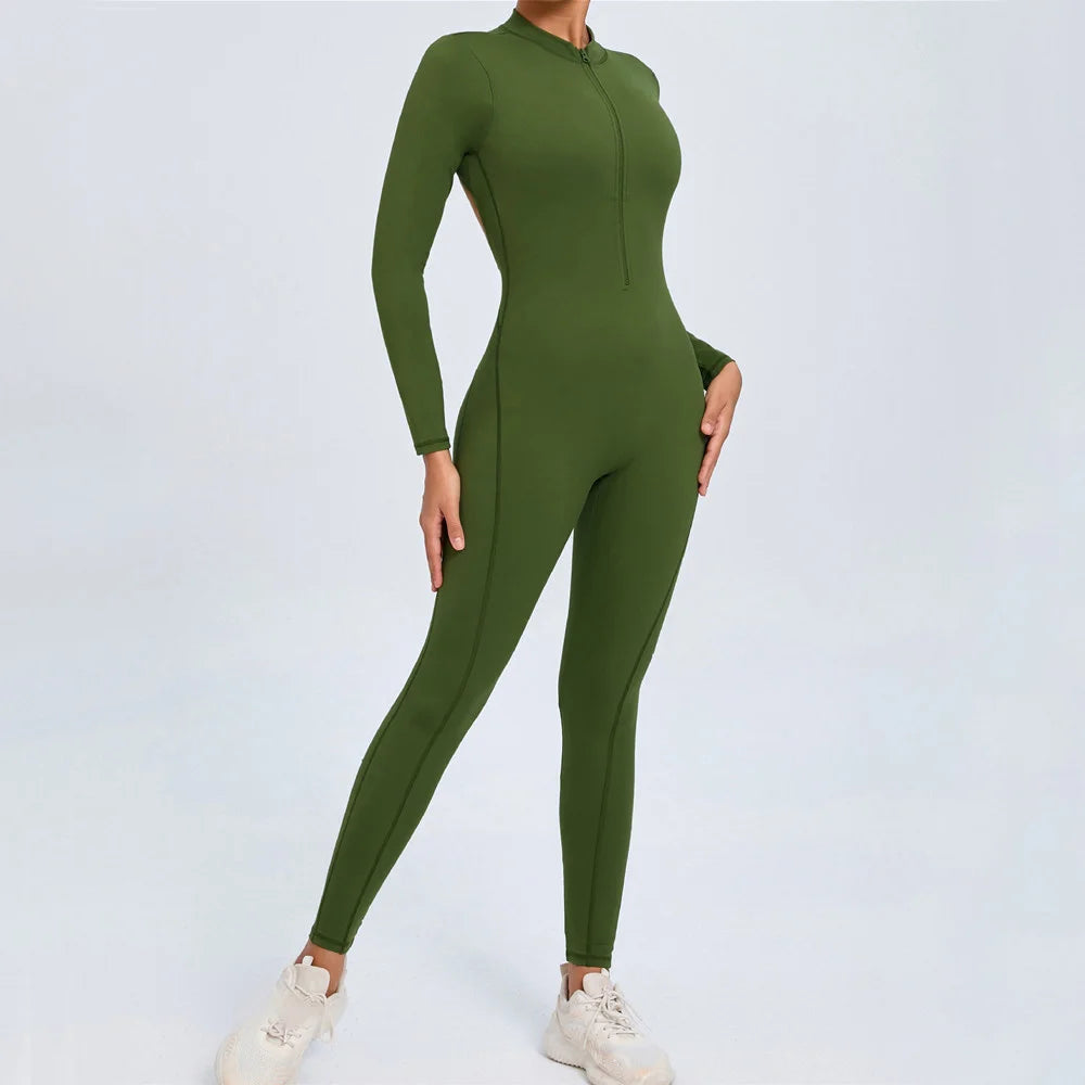 Moisture-Wicking Front Zip Jumpsuit