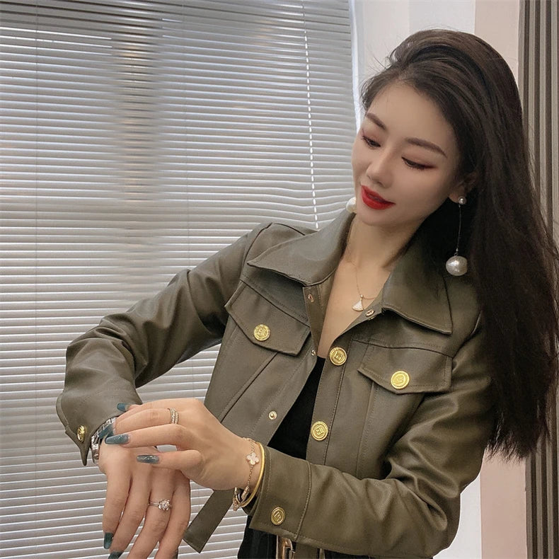 2025 Autumn New Short Style Coat Women's Leather Jacke Clothing