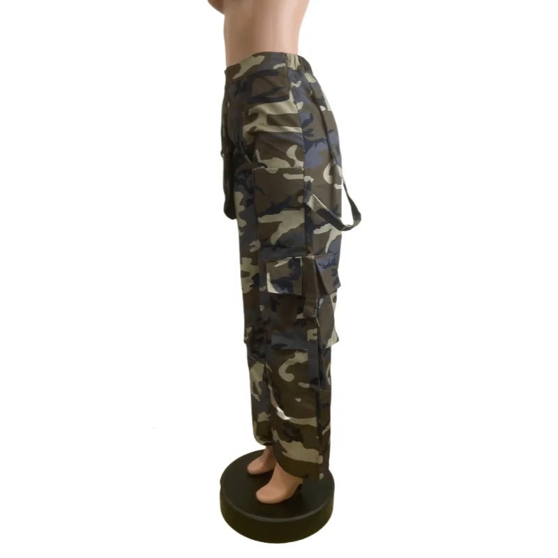 FAGADOER Fashion Camouflage Loose Pants Women High Waist Cargo Pocket Patchwork Pants Female Y2K Streetwear Bottoms 2025 New