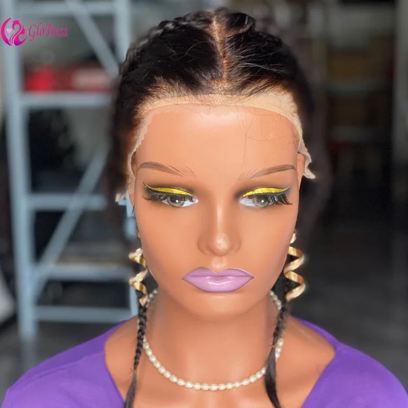 High Quality 12 Inch Ear To Ear Braided Hairpiece Bleached Knot Full 13x4 Lace Frontal Human Hair Extension Easy To Wear Natural