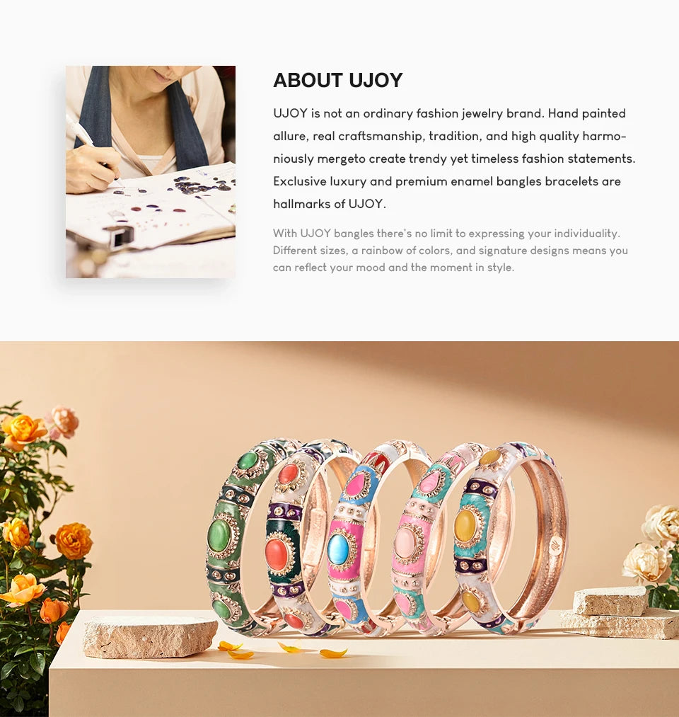 Colorful Enamel Bohemian Bangle Bracelet for Women