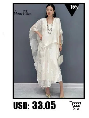Printed Chiffon Ankle Length Dress With Bubble Sleeves for Women