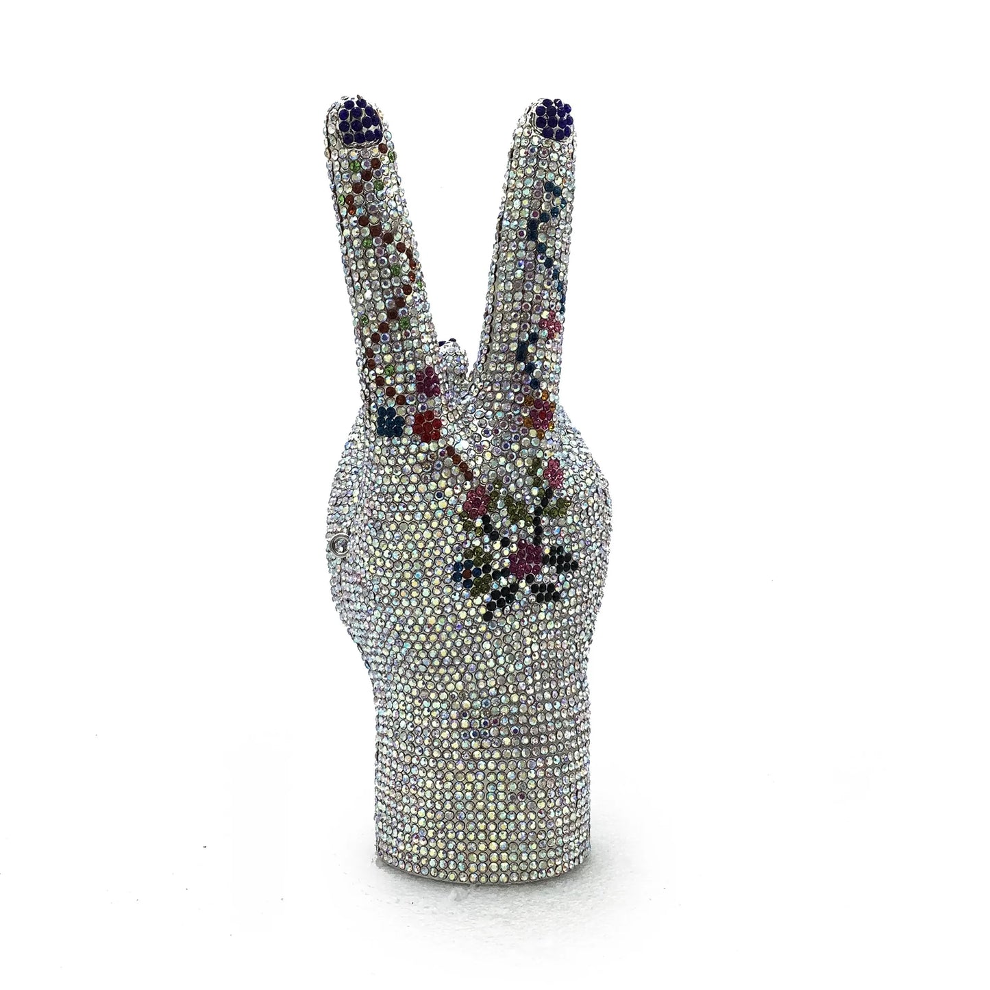 XIYUAN Victory Hand Crystals Evening Bags Women Rhinestones Purses Metallic Clutch Purse Lady Fashion Handbags Wedding Party Bag