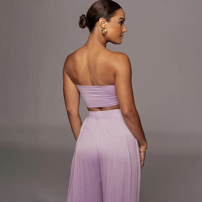 Elegant Solid Color Casual Two Piece Set for Women