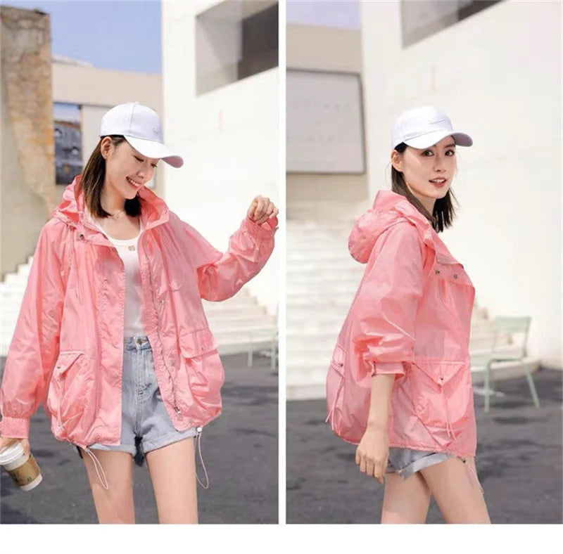 Casual Loose Fit Breathable Hooded Jacket for Women