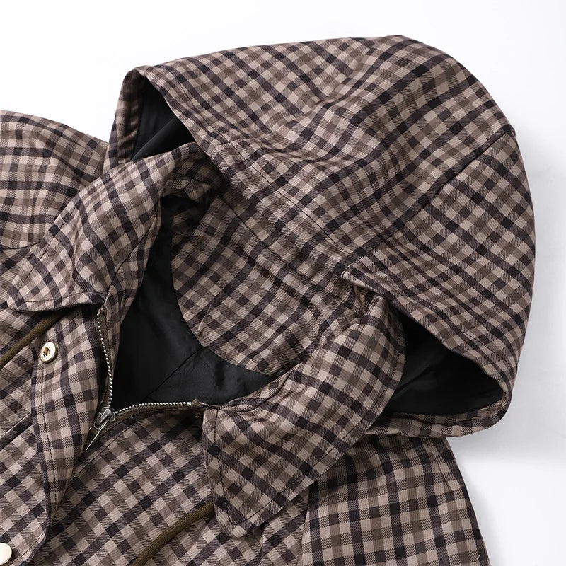 Long Sleeve Plaid Button-Up Shirt Jacket for Women