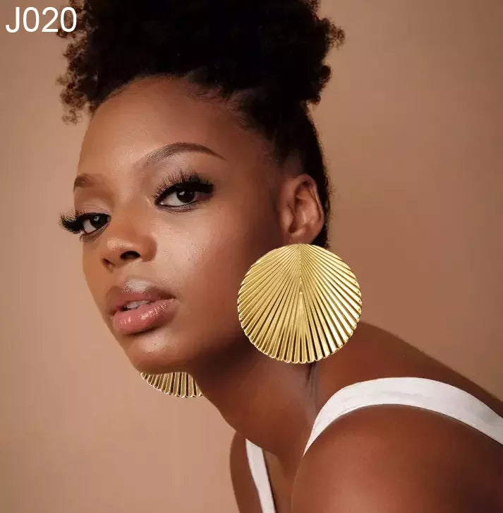 Fashion Jewelry Big Gold Color Round Geometric Earrings Dangle Drop Earrings For Women African Wedding Party Gifts