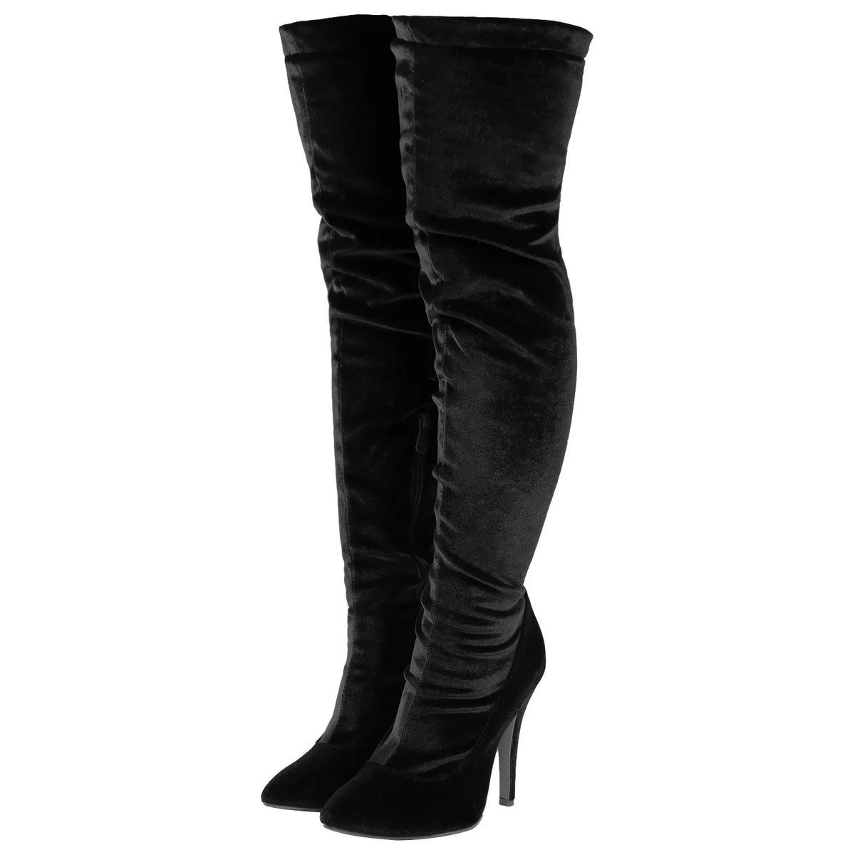 Velvet Pointed Toe Over The Knee Stiletto Boots for Women