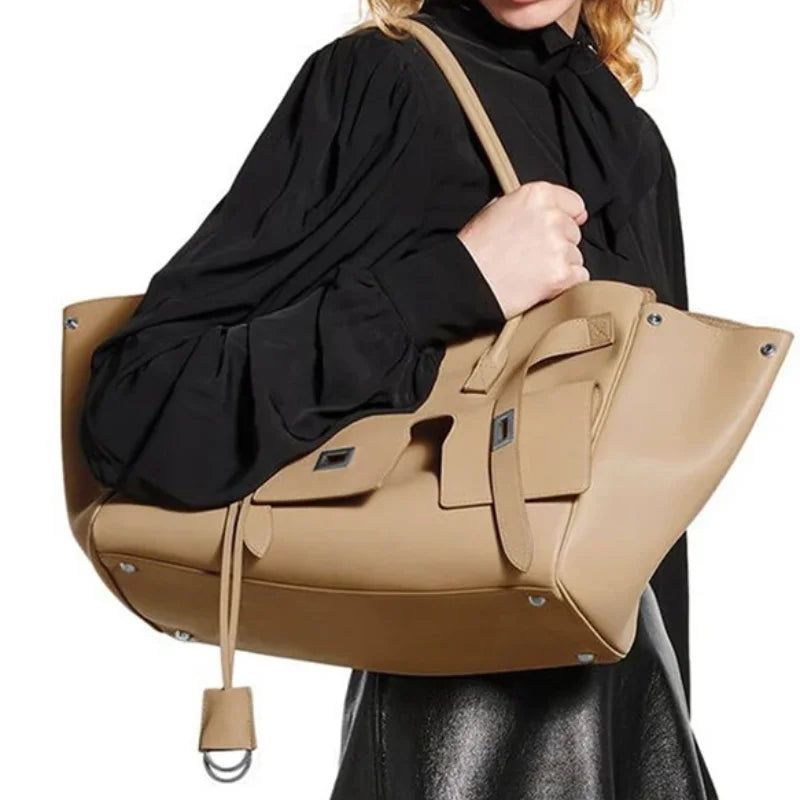 Luxury High Quality Tote Bag Brand Texture Lock Wing Bag Solid Color Simple New Horizontal Square Bag Women's Commuter Handbag