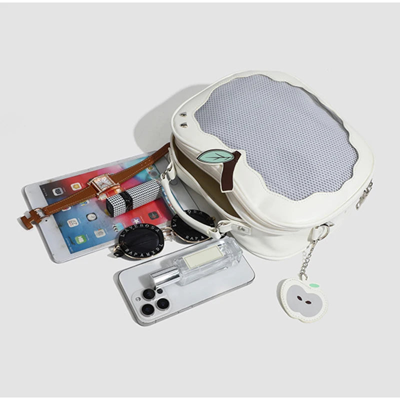 Women's multifunction handbag cute sweet apple shape fashion design large capacity handbag  new versatile niche transparent bag