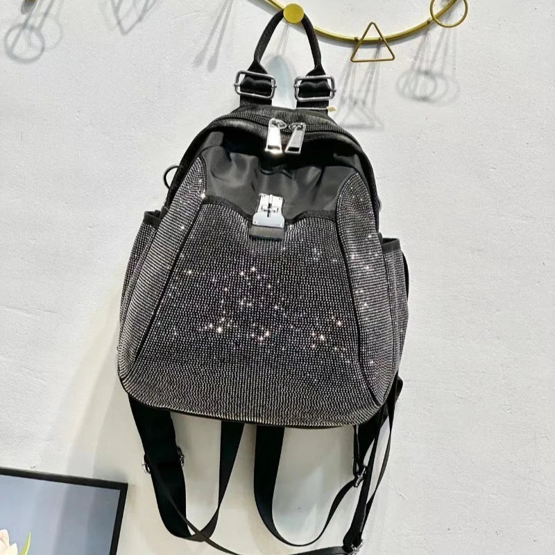 New Diamond-encrusted Backpack Fashionable Women’s Diamond-encrusted Backpack Fashionable Diamond-encrusted Shiny Backpack