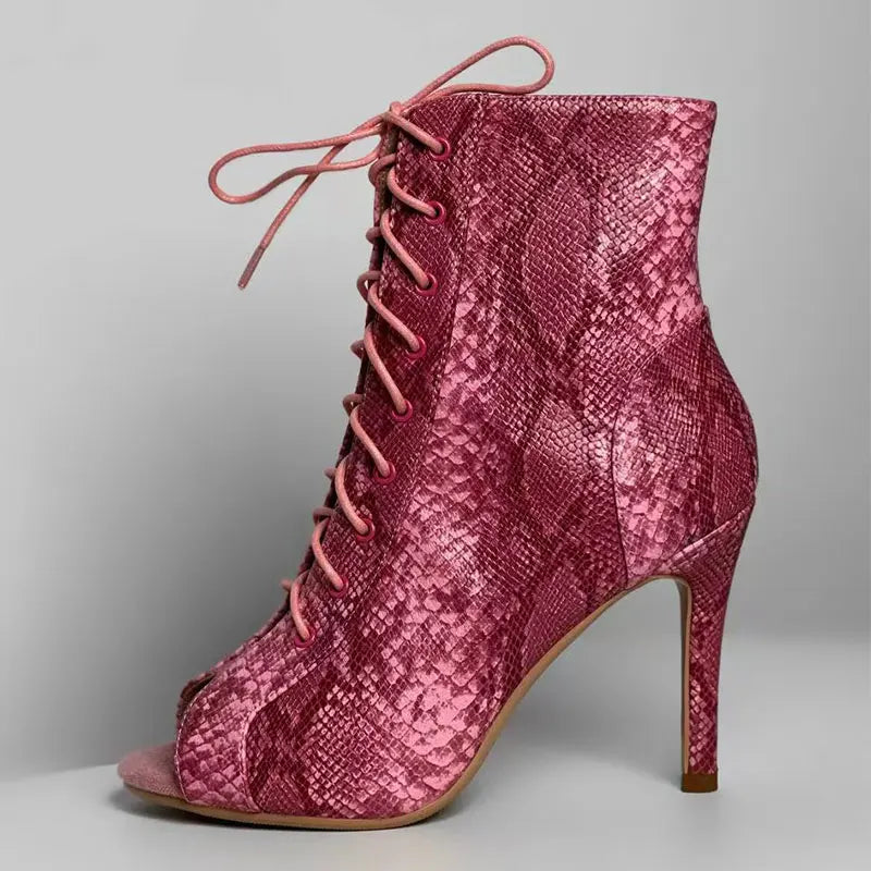 Stiletto Heel Latin Dance Zip Ankle Boots for Women