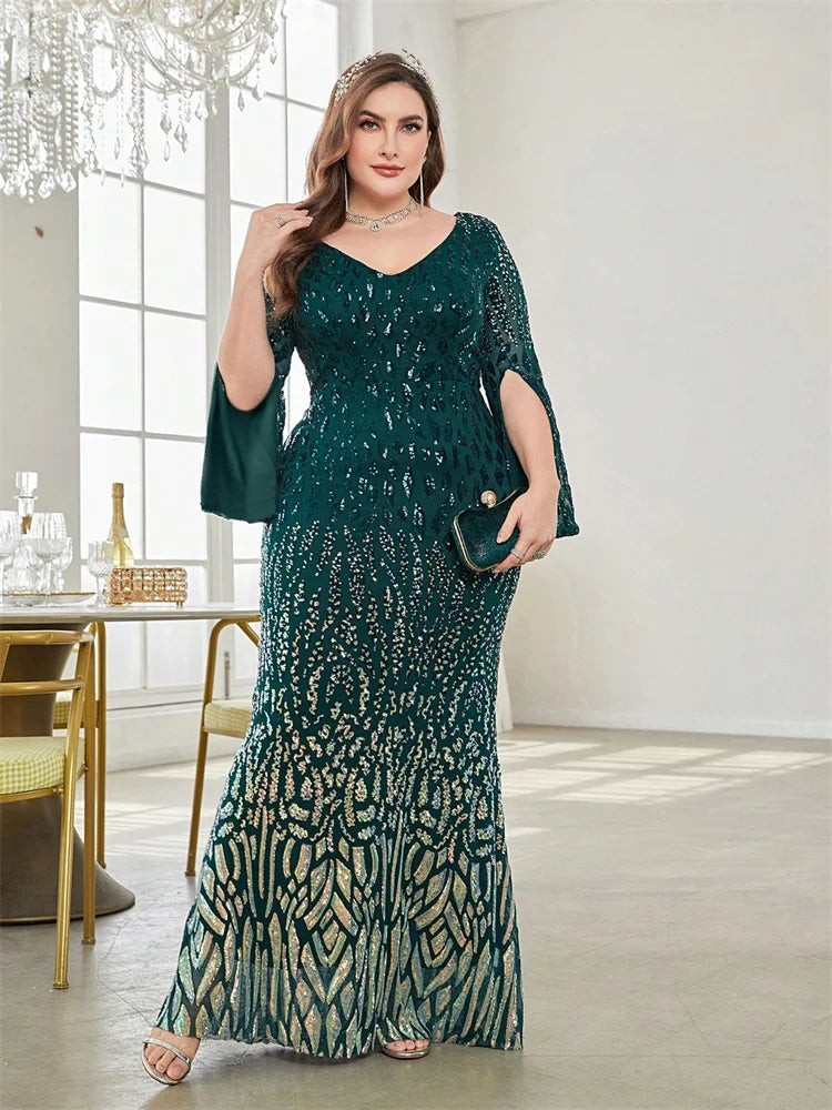 Plus Size Sequin Evening Dress