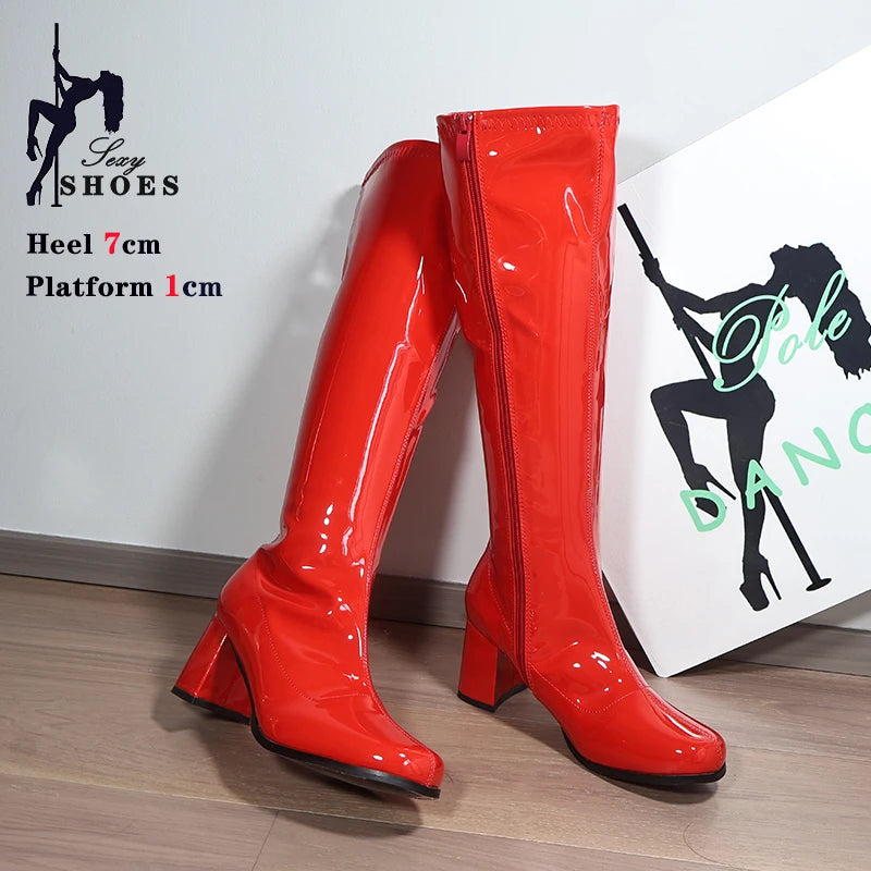 Elegant Shimmering Knee-High Go-Go Boots for Women