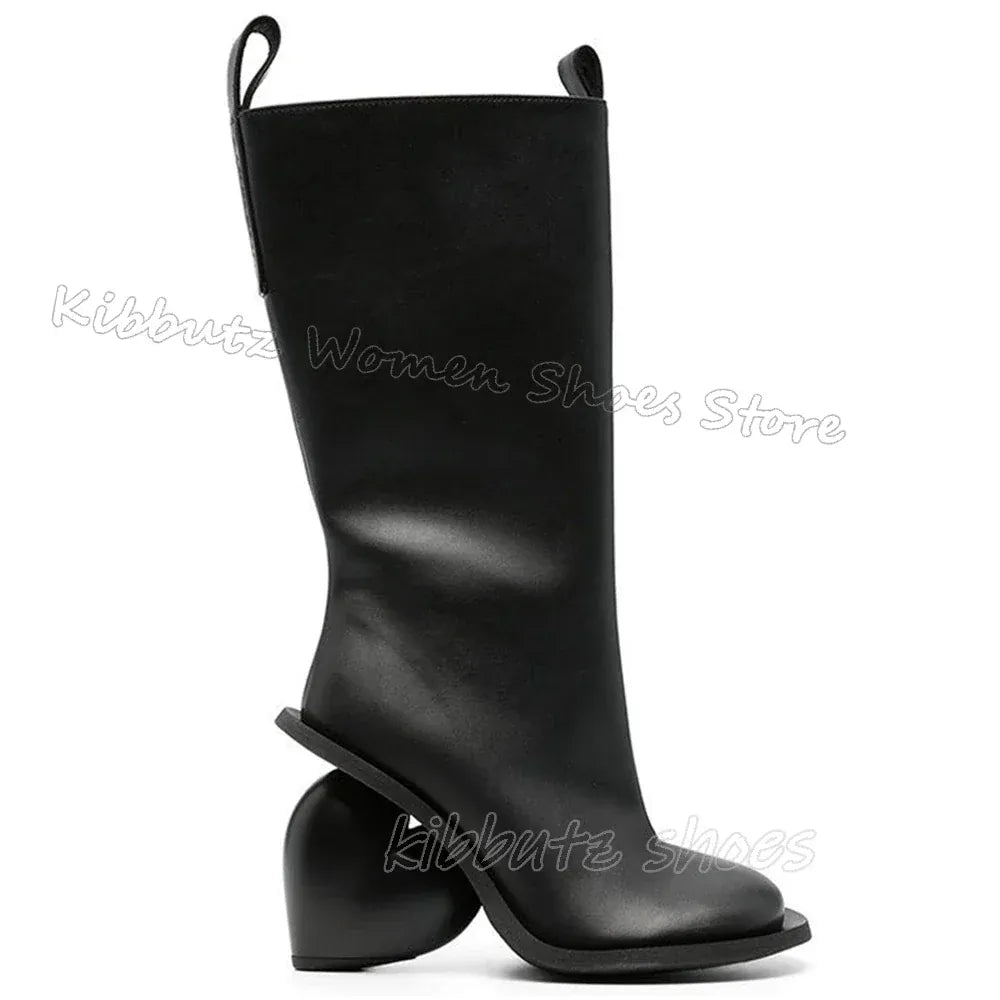Heart Shaped Heels Knee High Boots