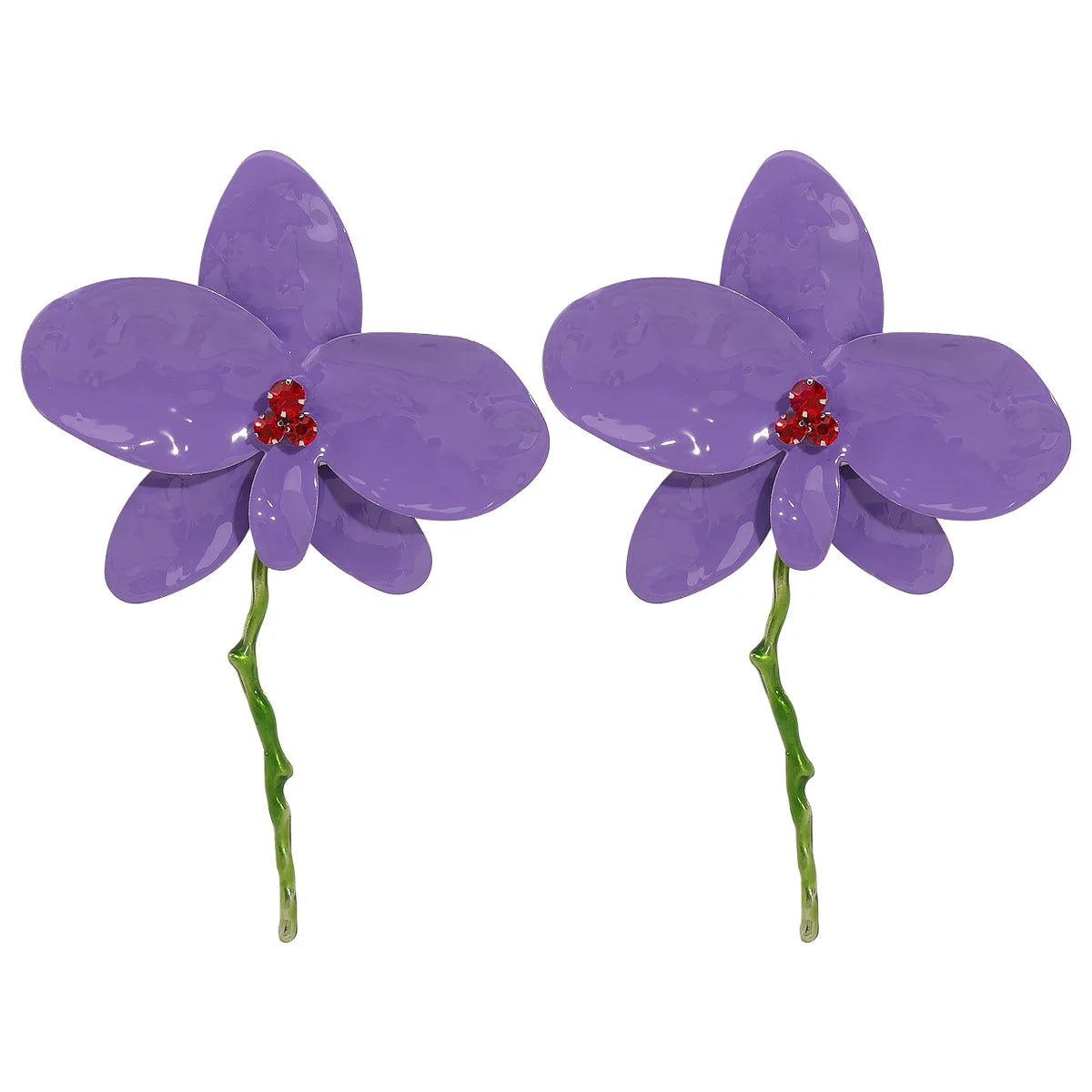 Fashion Vacation Style Petal Earring Exaggerated Metal Big Flower Earrings for Women