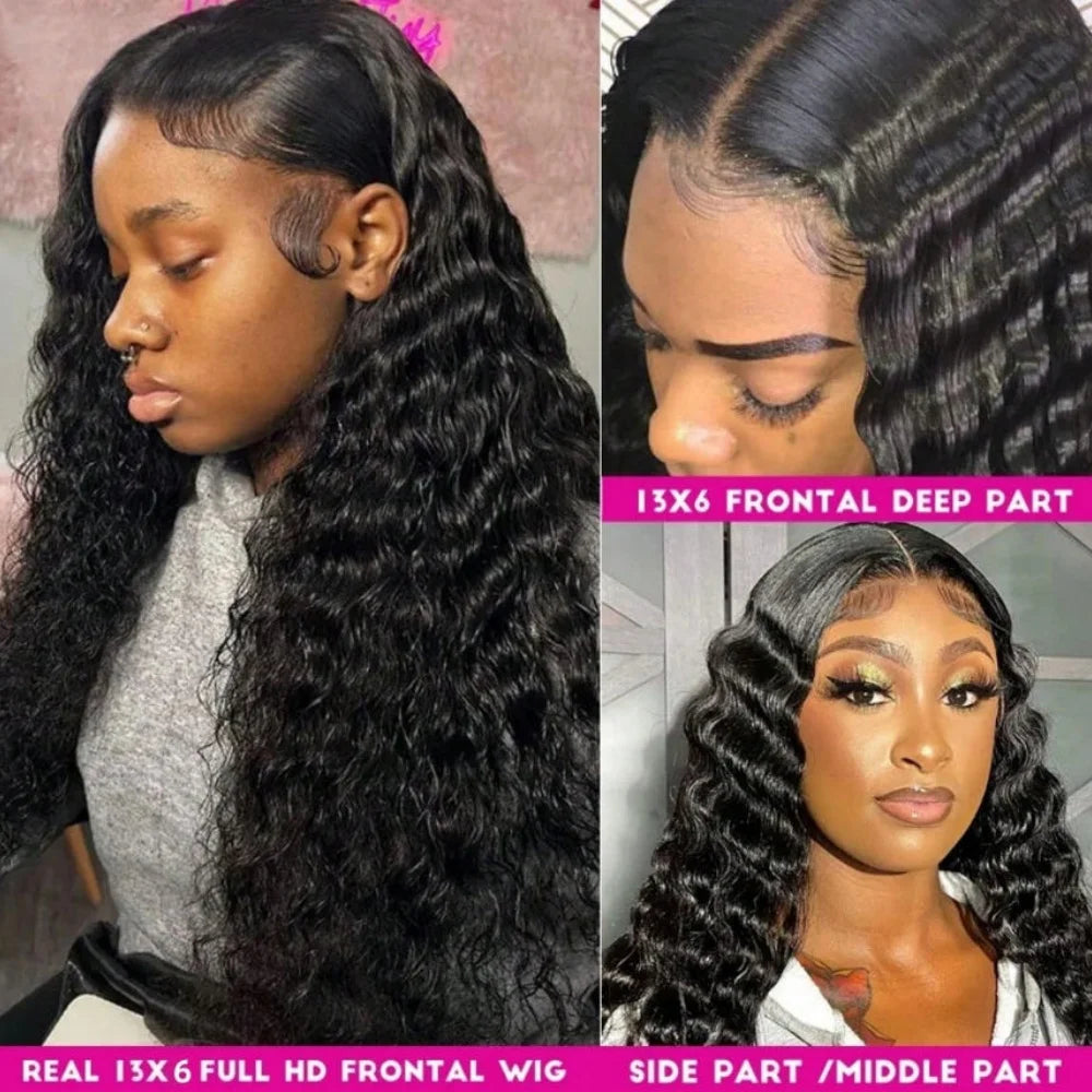Deep Wave Brazilian Lace Front Human Hair Wig For Women