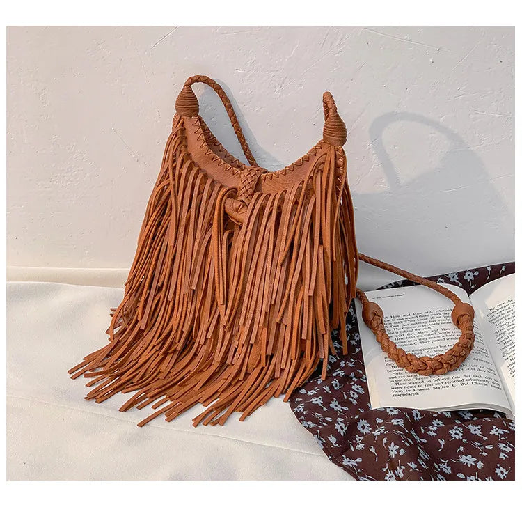 Double-Sided Tassel Design Crossbody Bag for Women