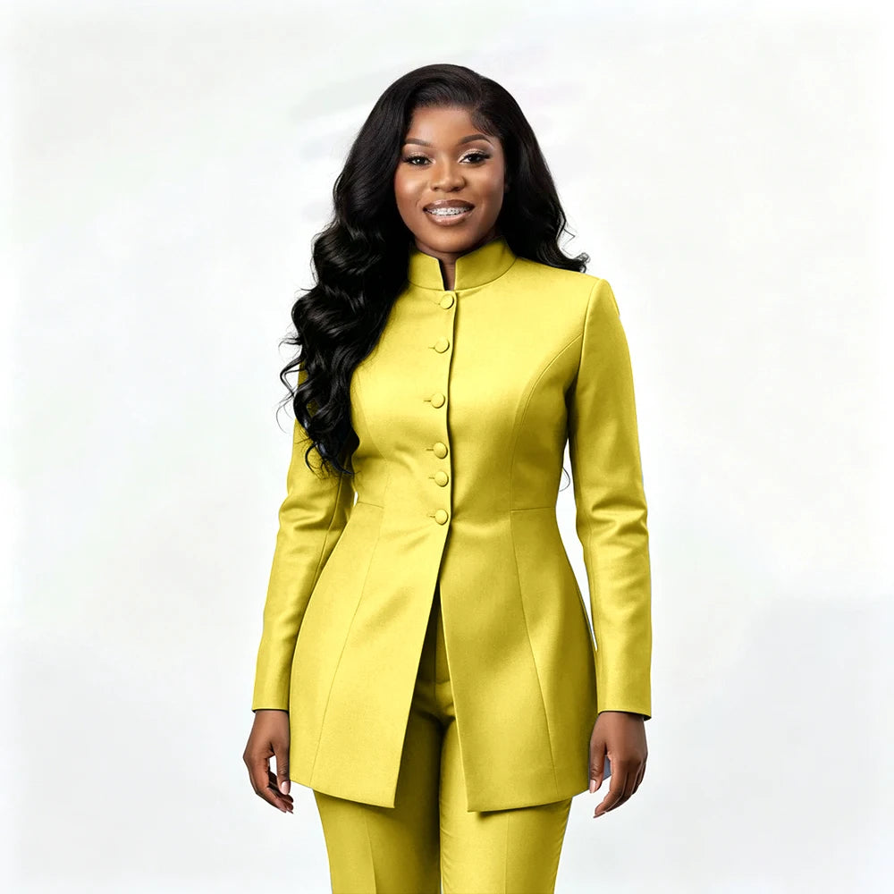 Smart Casual Two Piece Knit Blazer Set with Pants for Women