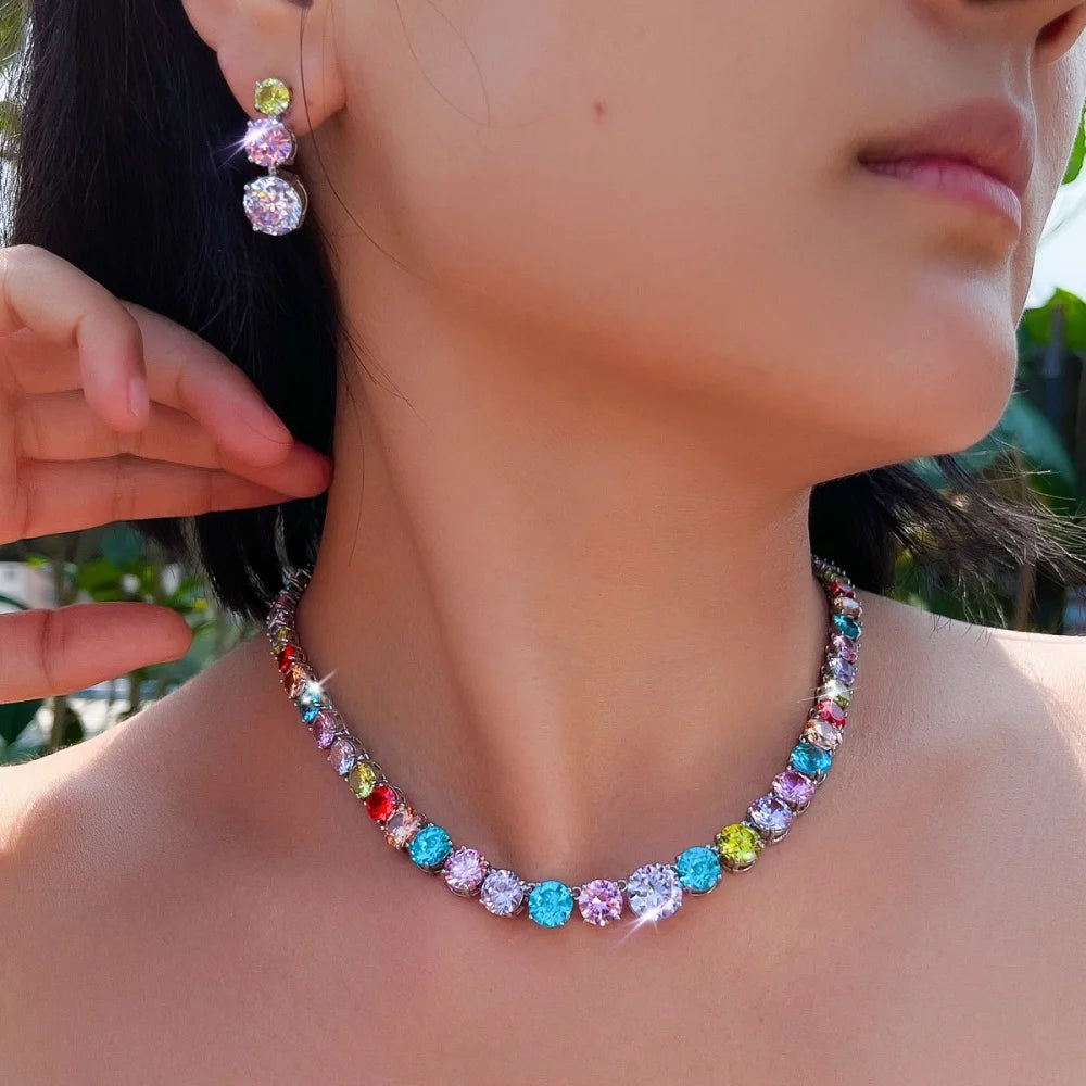 Purple CZ Necklace And Earring Set