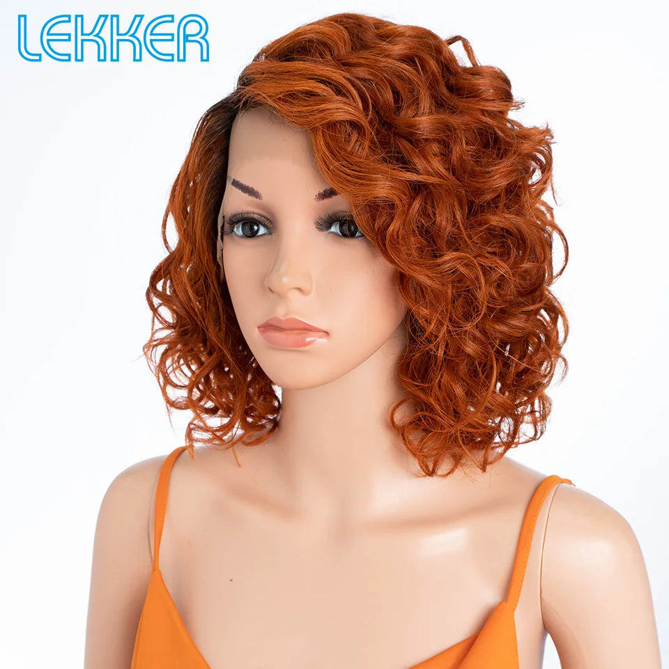 Long Wavy Lace Front Human Hair Bob Wig with C Part for Women