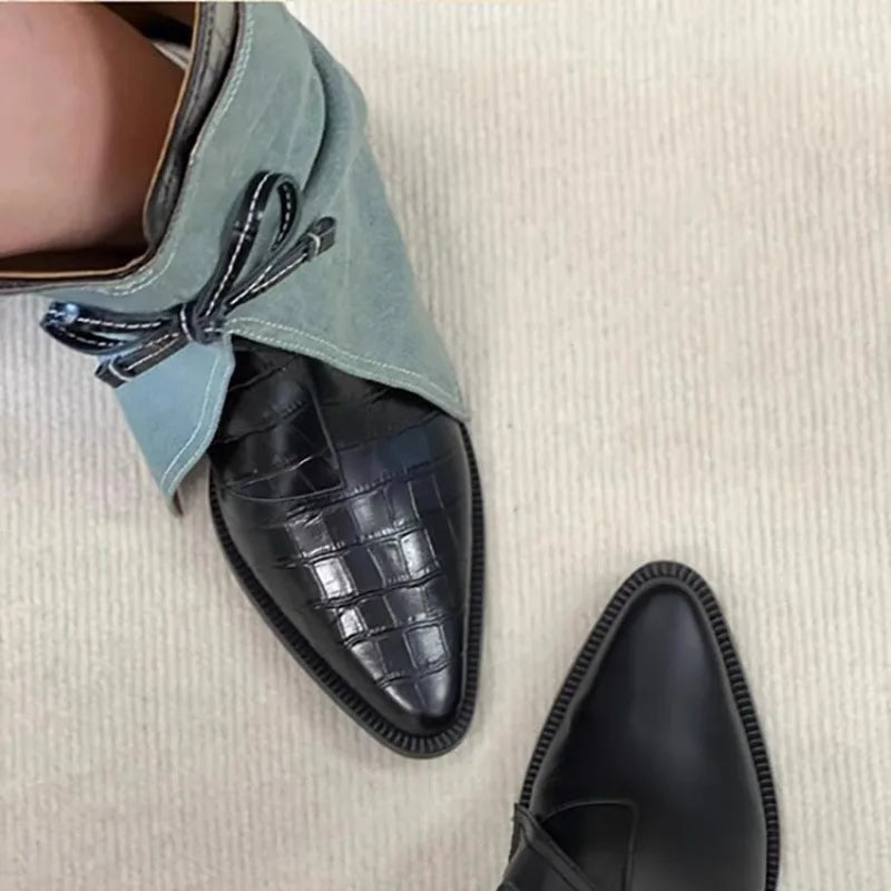 Pointed Bowknot Mid Calf Western Cowboy Boots for Women