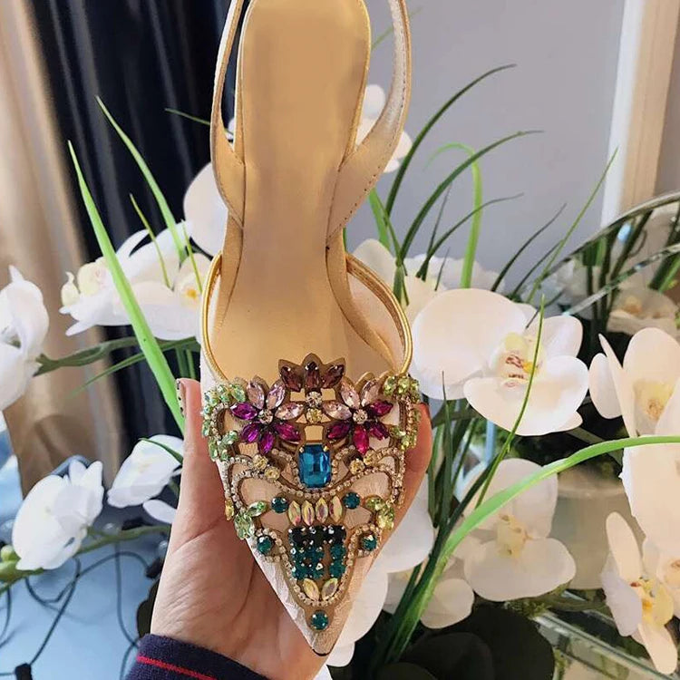 Red High Heel Pumps With Butterfly Tassels And Rhinestone Detail For Women