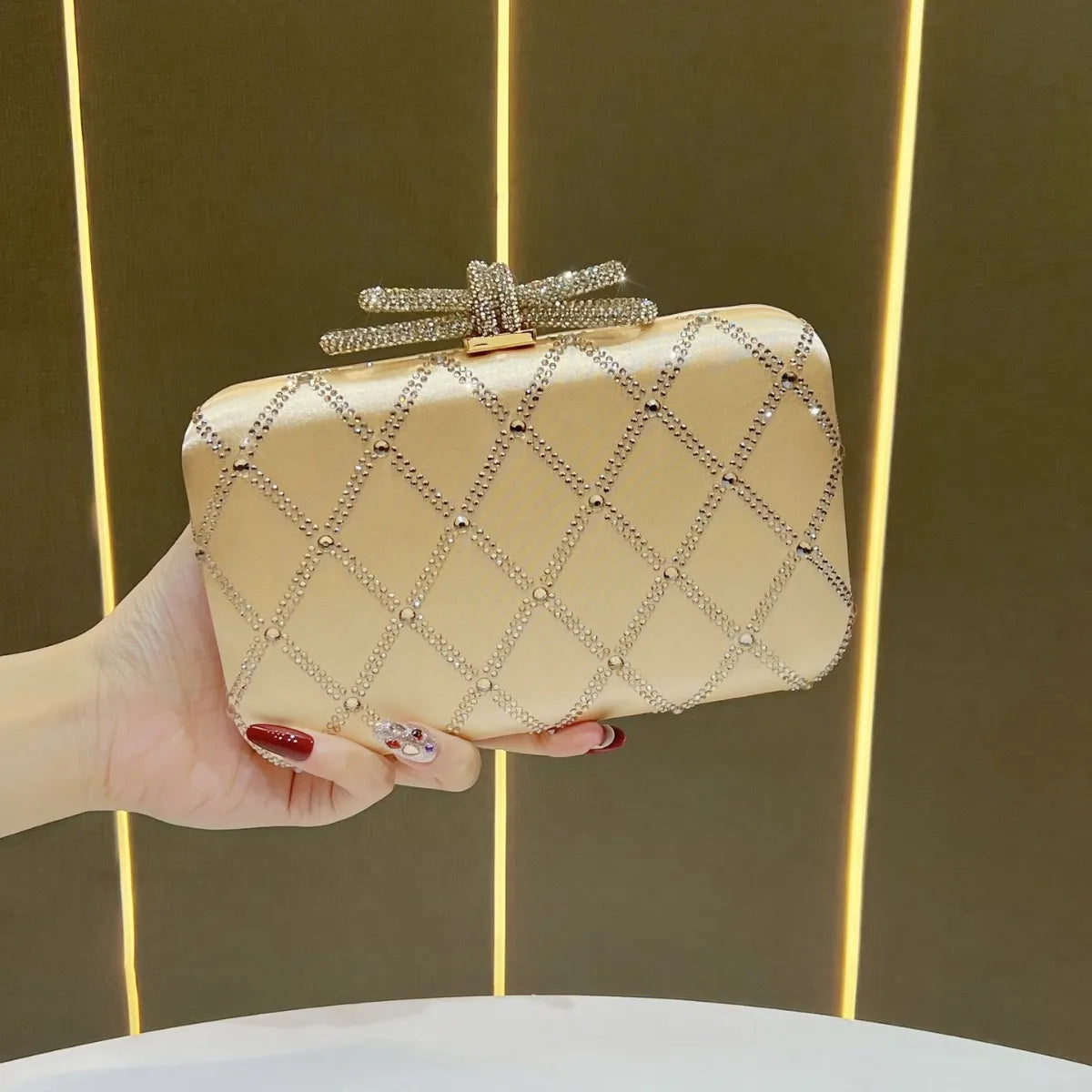 Glitter Rhinestone Clutch Messenger Bag for Women