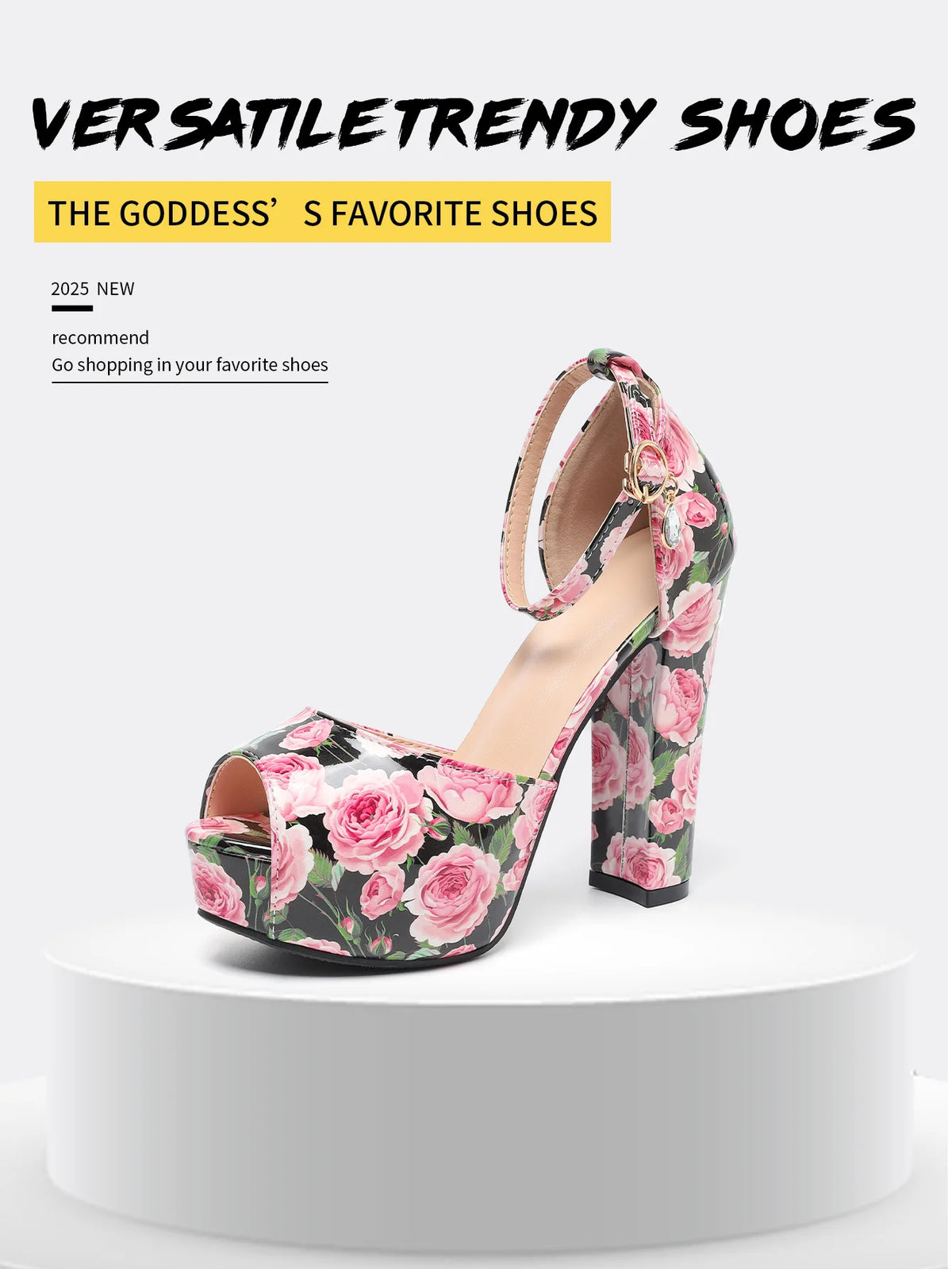 Platform Pink Print Summer High Heel Sandals for Women