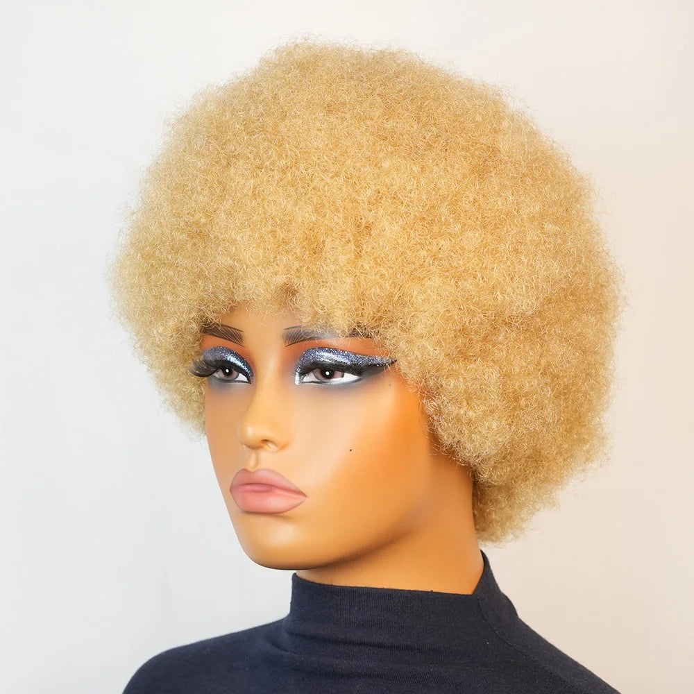 Short Brazilian Twisted Curly Remy Human Hair Wig For Women