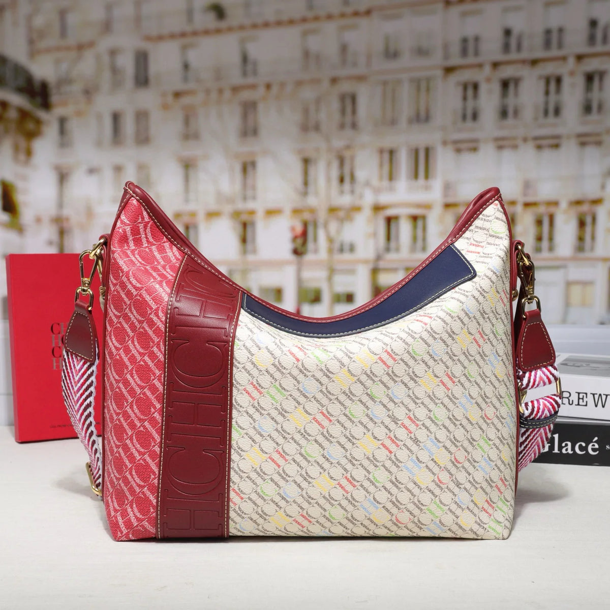 Textured Letter Print Tote And Crossbody Bag for Women