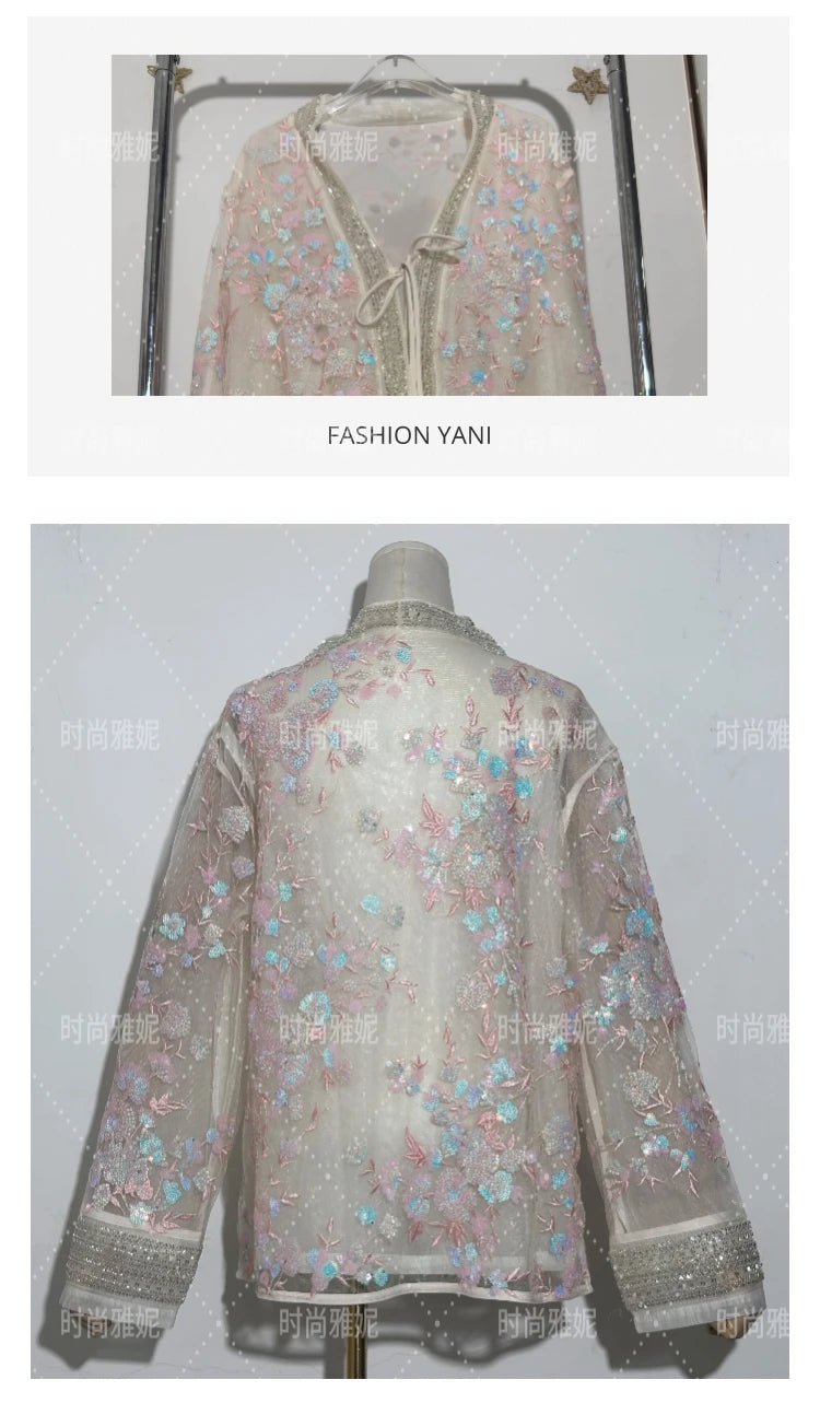 Fashion Heavy Sequin Beaded Women's Versatile Loose Trendy Embroidered Cardigan Top 2025 Autumn New Commuter Jacket