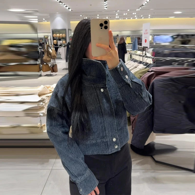 Oversized Street Style Denim Jacket with Pockets for Women