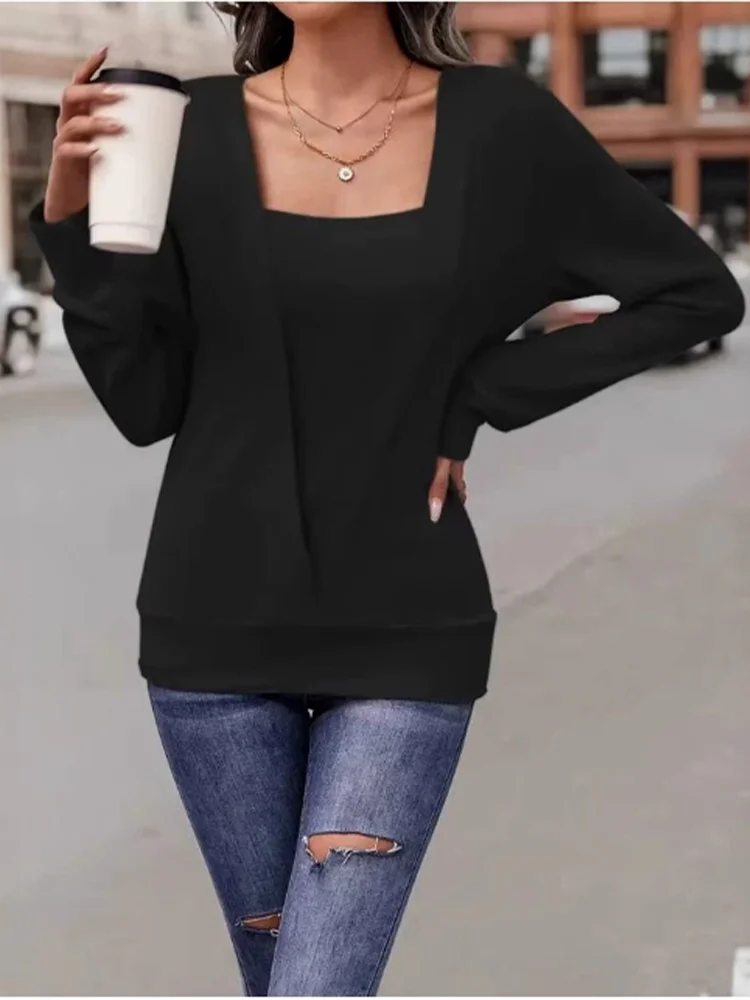 Square Neck Long Sleeve Tee Office