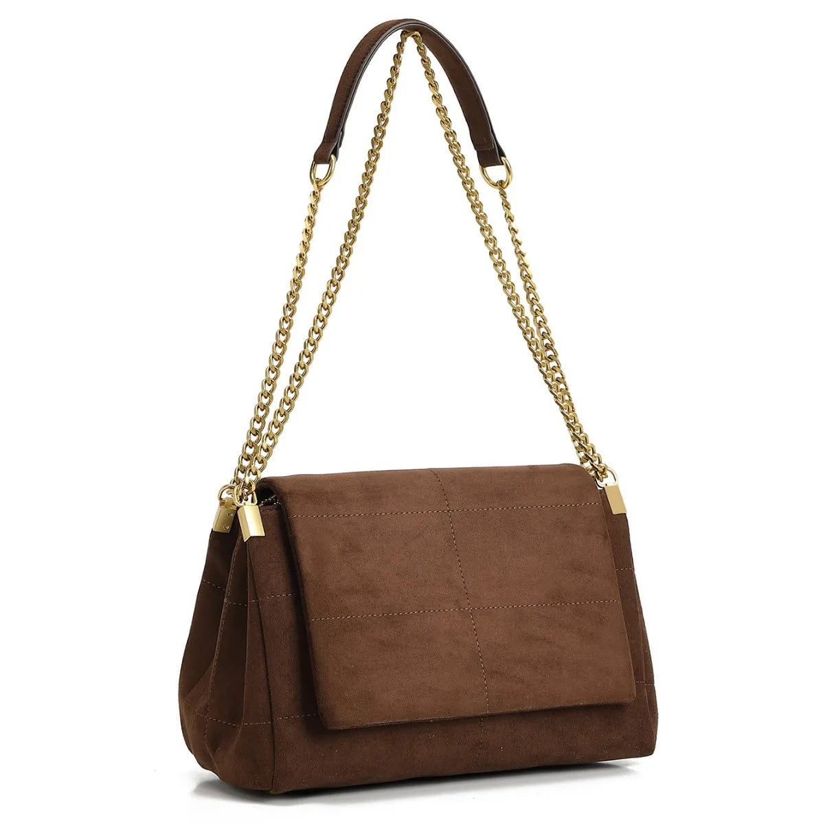 New Women Autumn Winter Suede Shoulder Bag Vintage Tote Bag with Chains Fashion Designer Luxury Handbags Retro Crossbody Bags