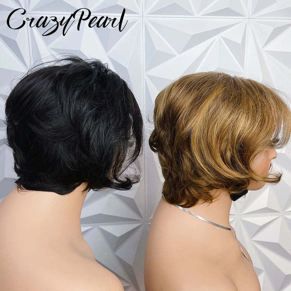 Short Straight Human Hair Lace Frontal Wig for Women