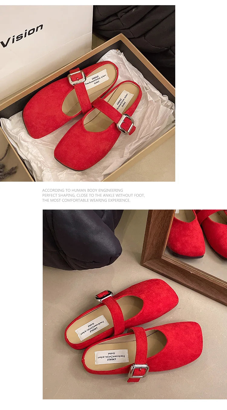Square Toe Slip On Comfortable Flat Slides For Women