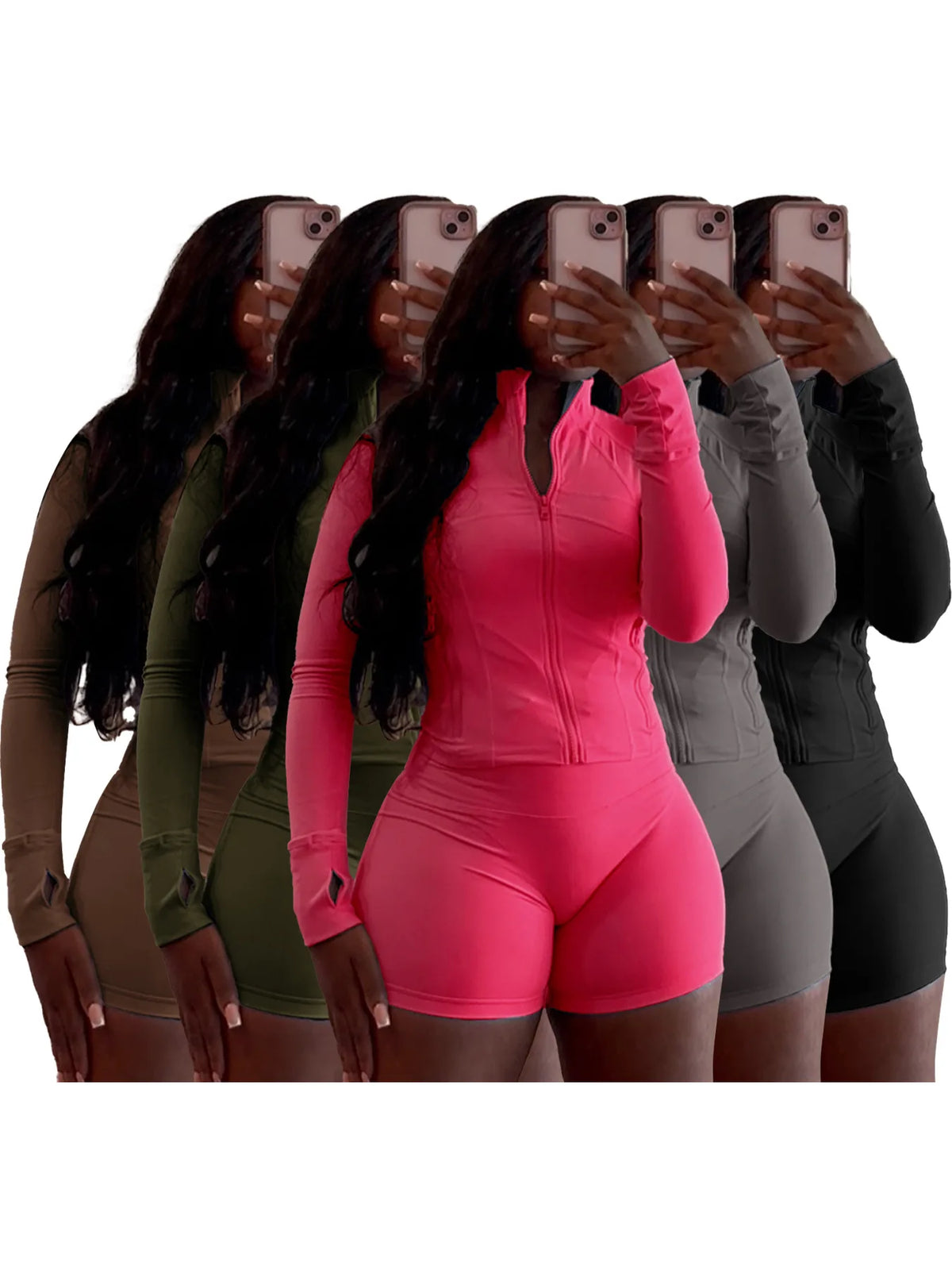 Slim Fit Sporty Two Piece Shorts Matching Set for Women