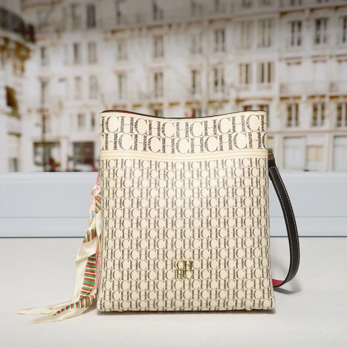 Letter Print Crossbody Bucket Bag