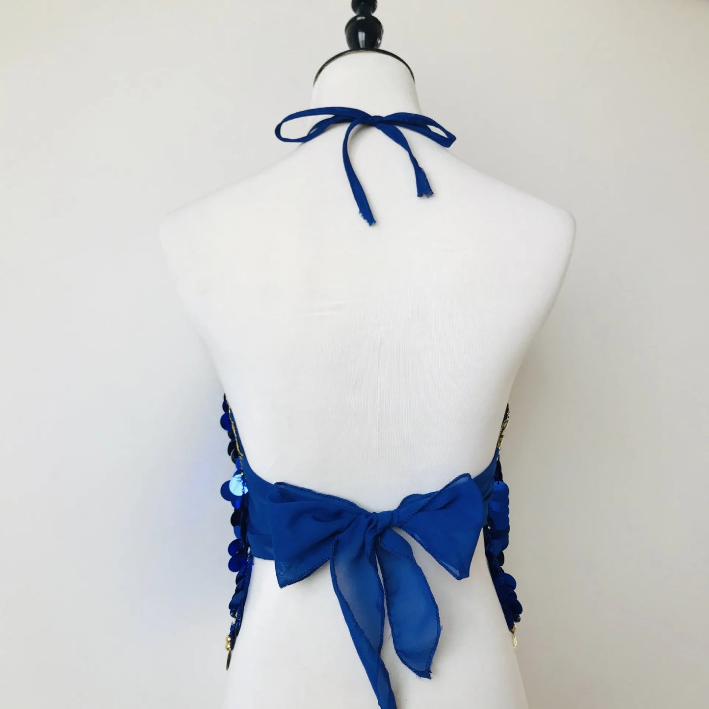 Shiny Colored Sequin Diamond Halter Crop Top for Women