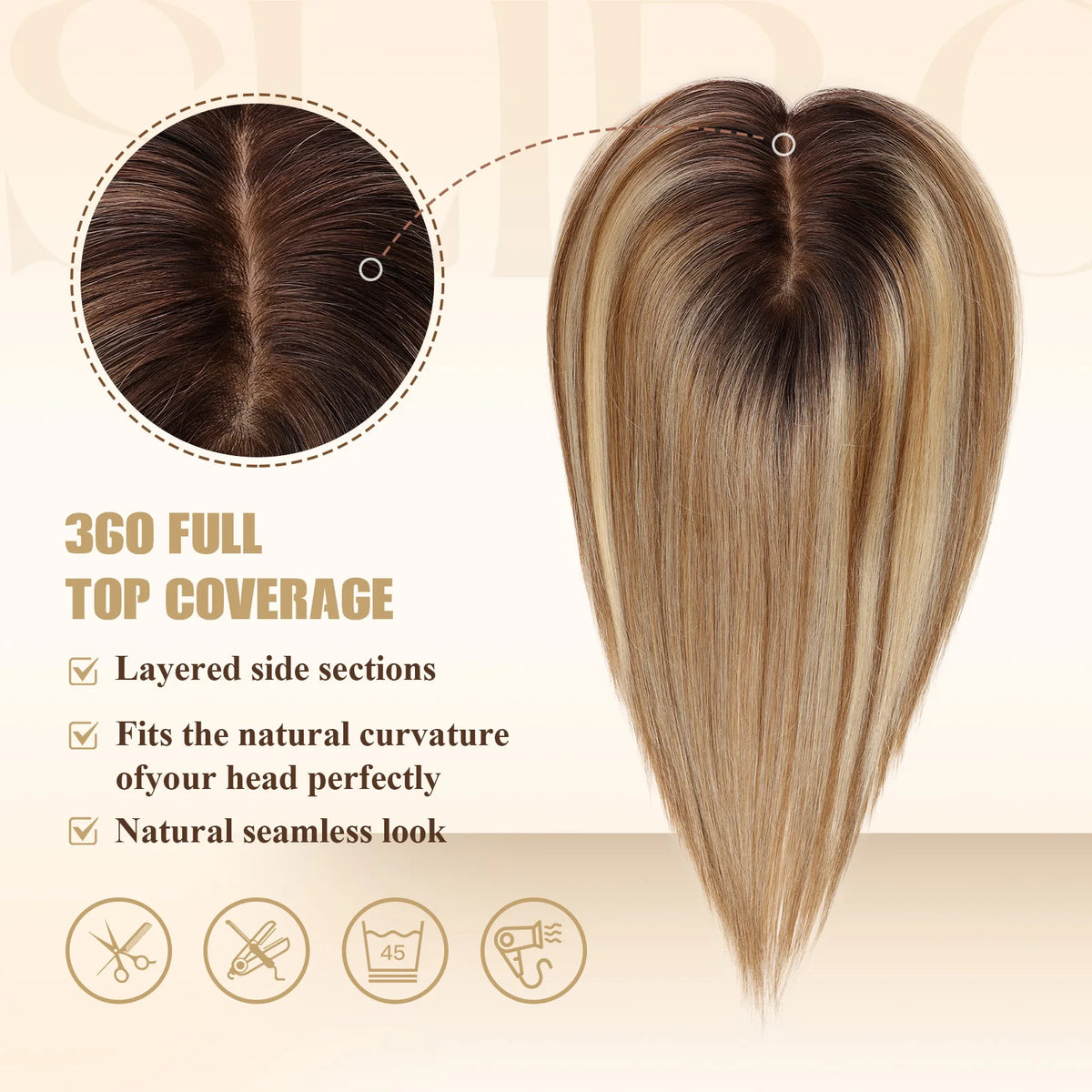 Golden Brown Blonde Mixed Remy Human Hair Topper for Women