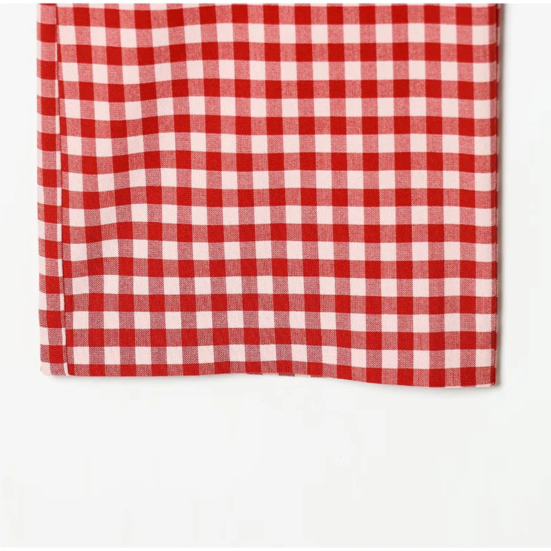 Casual Plaid Vest And Pleated Pants Set Beachwear for Women